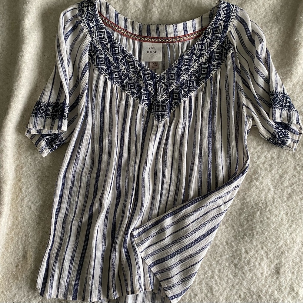 Short Sleeve, V-neck Blouse